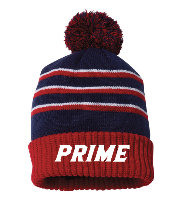 PRIME POM EMBROIDERED BEANIE