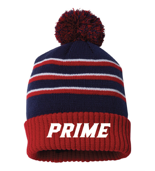 PRIME POM EMBROIDERED BEANIE